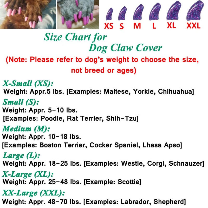 JOYJULY 100pcs Dog Nail Caps Dog Caps Dog Nail Covers for Pet Dog Paws with 5pcs Adhesive Glue+5pcs Applications and Instructions - Image 4